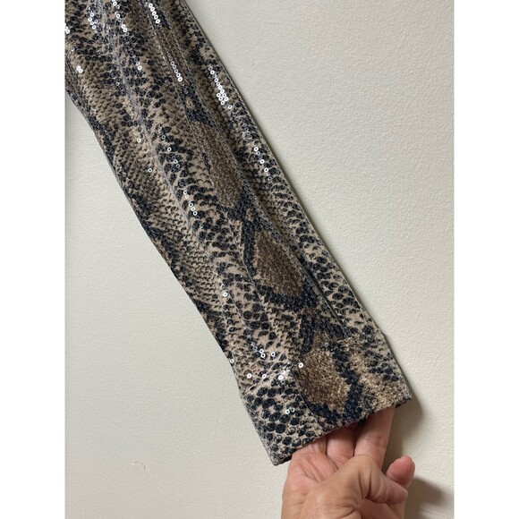 ENDLESS ROSE Embellished Python-Print Shirt in Brown, Sz M - Picture 5 of 8